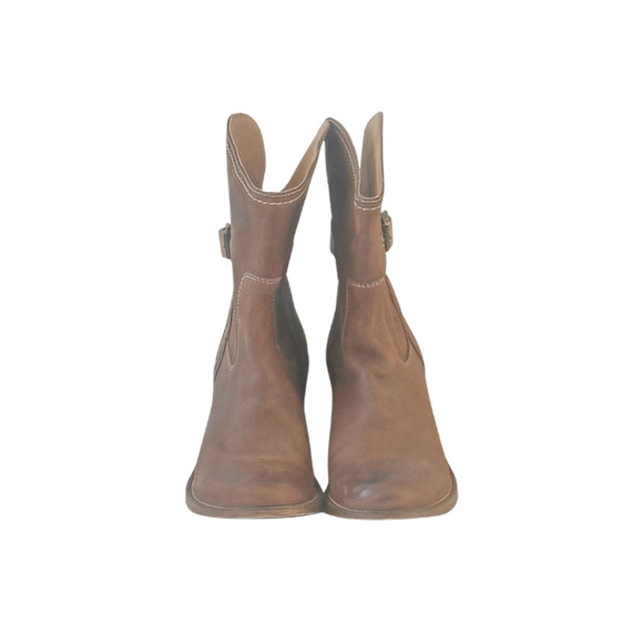 FRYE Boots Carmen Shortie 77840 Motorcycle Leather Brown Women's Size 8B - Picture 2 of 8